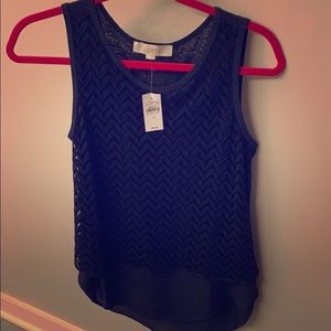 LOFT navy sleeveless blouse
